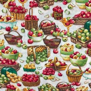 Vintage Classic Cottons apple fruit basket print fabric 74” L x 44” W